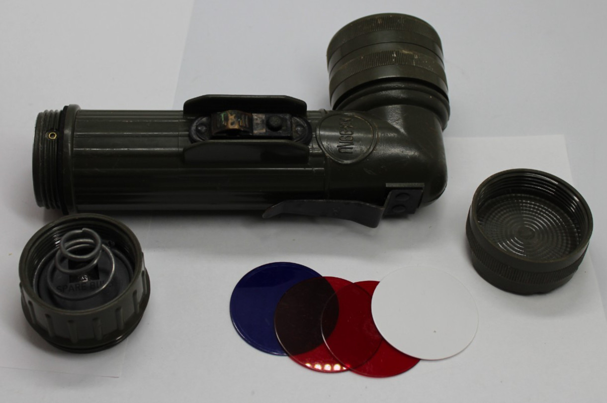 Vintage Fulton MX-991/U Military Flashlight Olive Drab Lenses Spare Bulb Tested