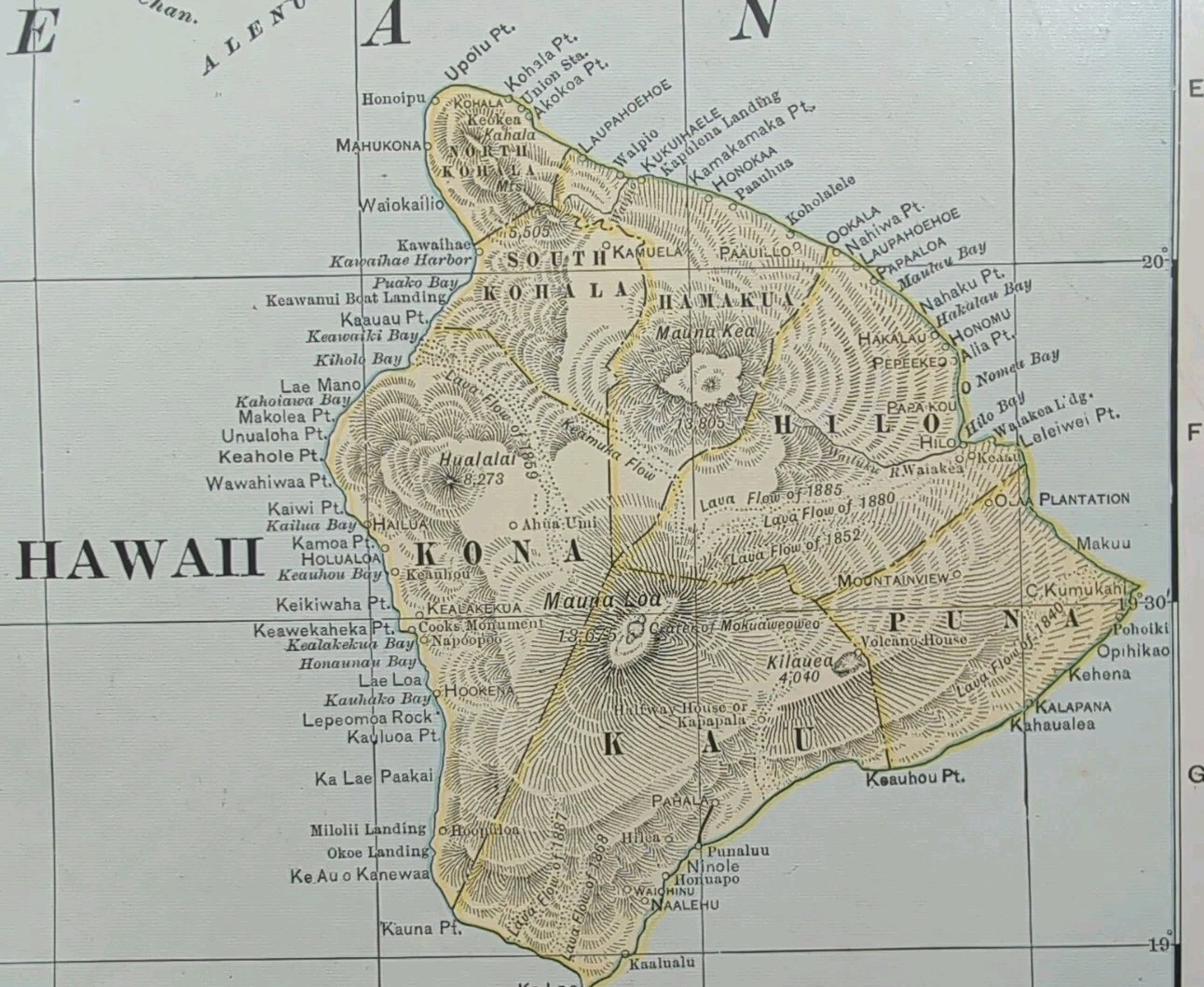 Vintage 1901 HAWAIIAN ISLANDS Map 22