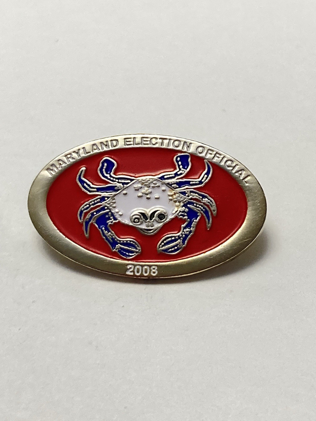 2008 Maryland Election Official Enamel Pin Maryland Blue Crab Pinback