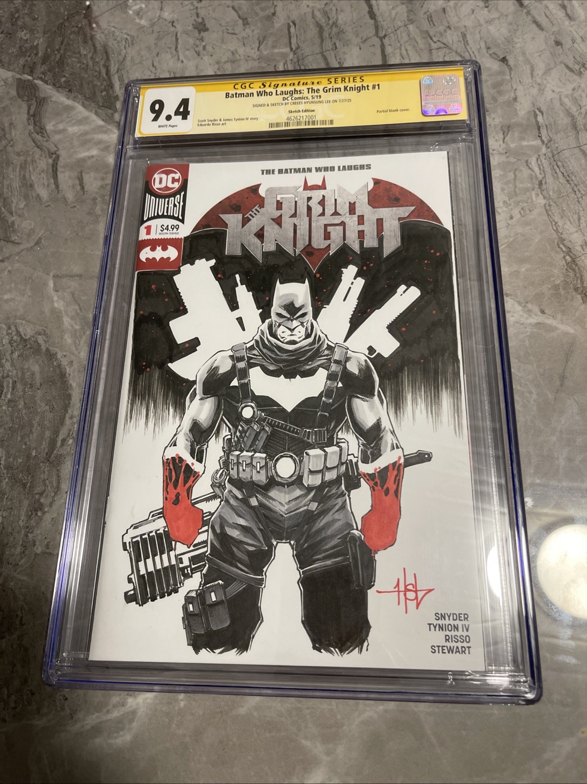 Batman Who Laughs Grim Knight #1 CGC 9.4 SS Creees Lee Original Sketch Signed