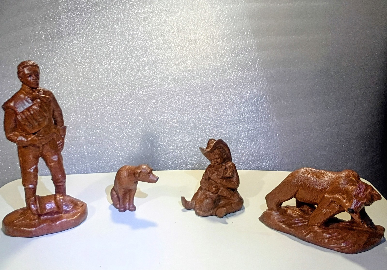 Handmade Red Mill Mfg. Figurines/Soilder9' (97) / Bear 6'  (01) / Boy W Dog (93)