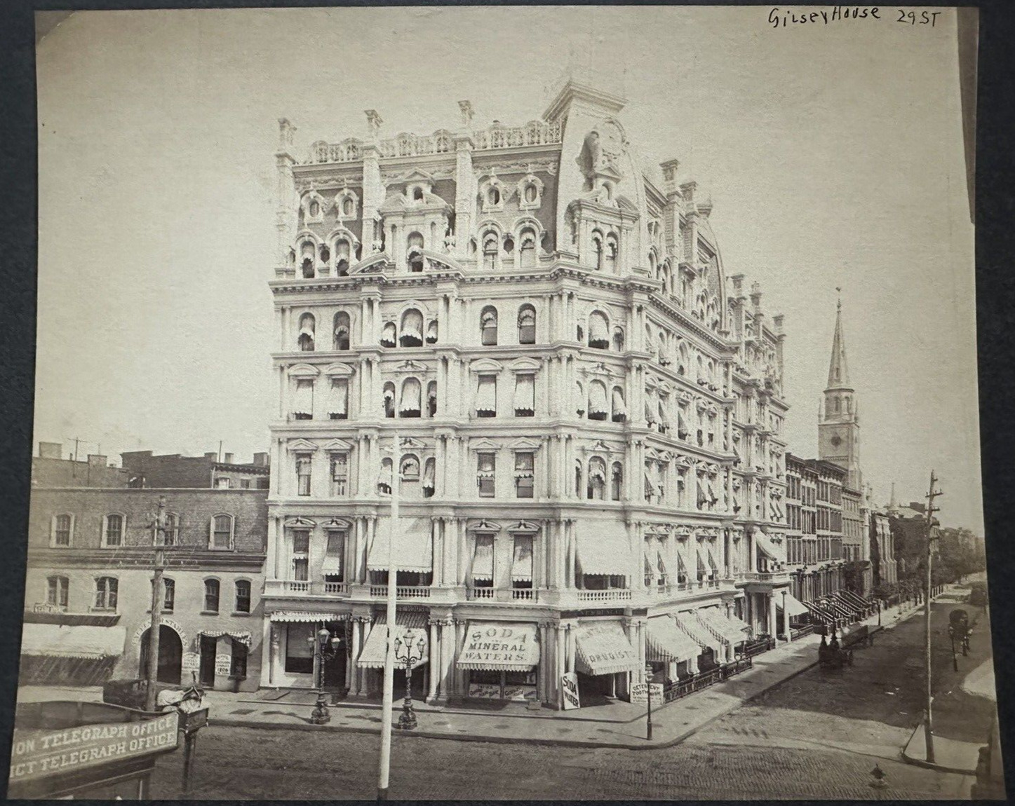 Vintage NYC 1877 Photo ~ Gilsey House ~ Broadway & 29 Street