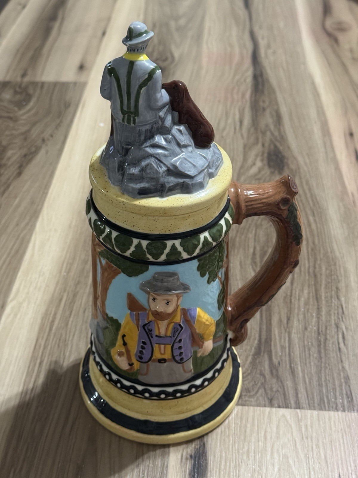 Vintage Luchow's West Germany Lidded Beer Stein with Alpine Pasture Decorations Vintage Luchow's West Germany Lidded Beer Stein with Alpine Pasture Decorations