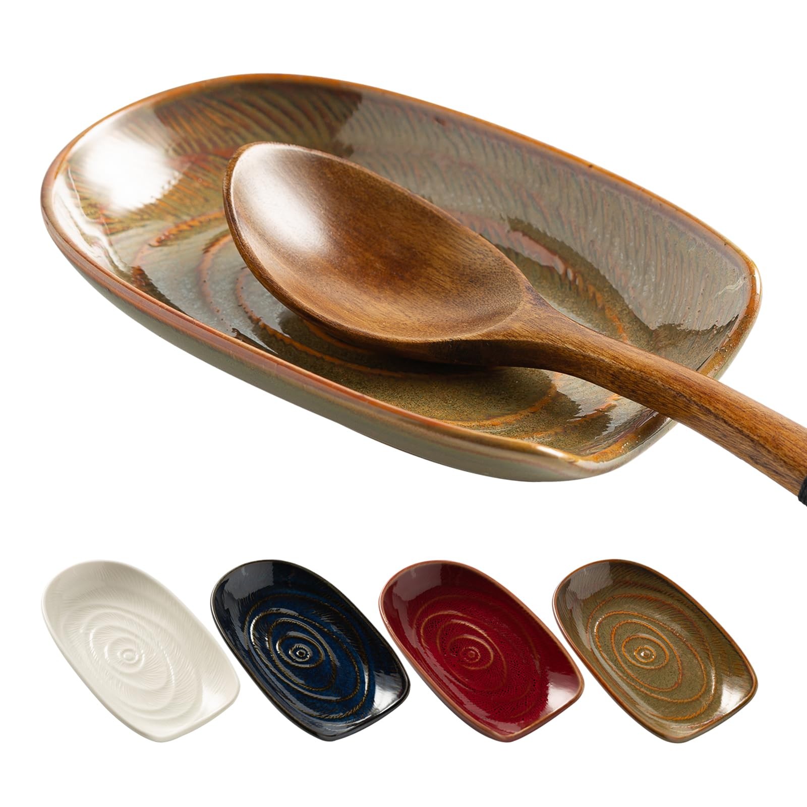 QNMUSUNC Ceramic Spoon Rest for Stove Top, Holder 5.1*3.3*0.9 in, Brown QNMUSUNC Ceramic Spoon Rest for Stove Top, Holder 5.1*3.3*0.9 in, Brown