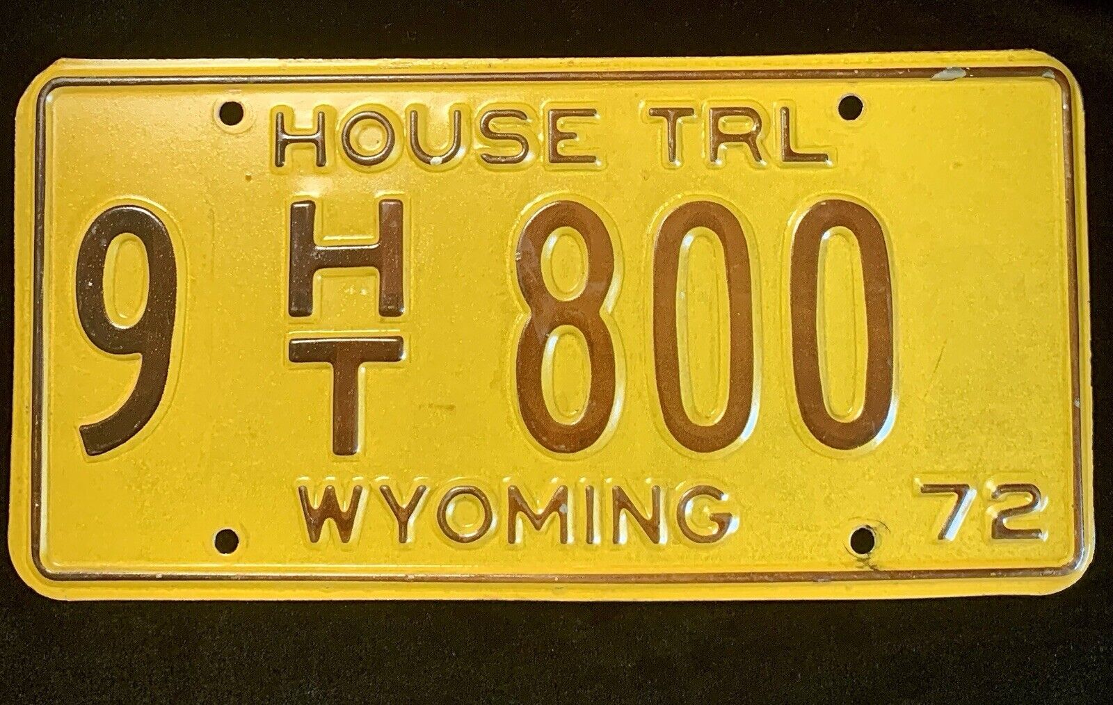 Wyoming Vintage (1972) License Plate House Trailer *Very Cool 