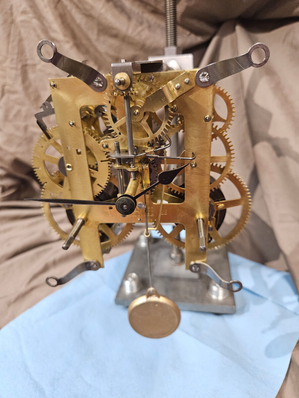 Restored Ingraham Mantle Clock Movement Cleaned and Serviced w/key, pend