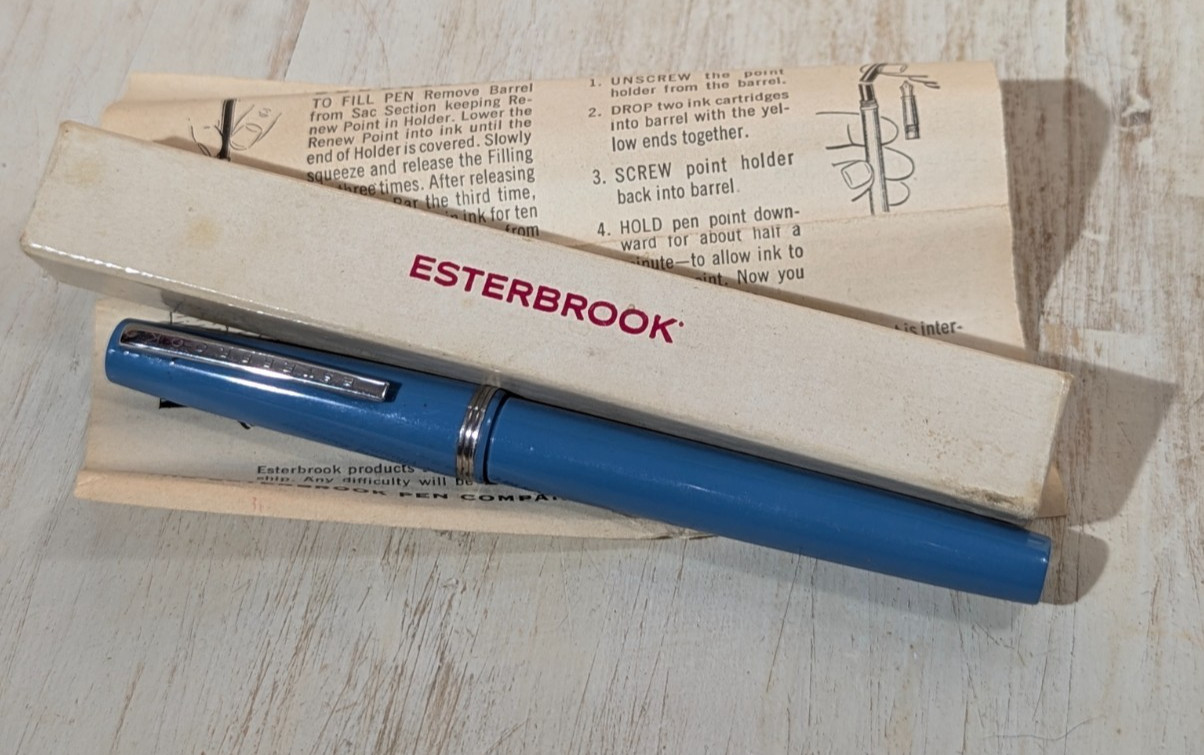 Vintage Esterbrook CA101 Turquoise Fountain Pen with Original Box