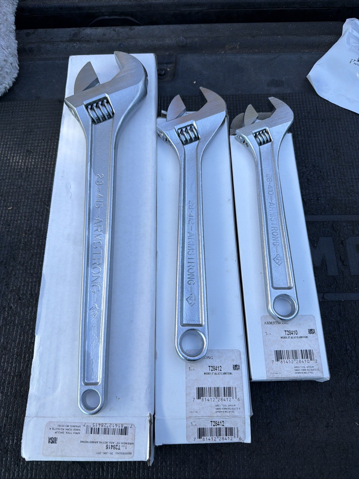 Armstrong Industrial Tools USA Rare Nos 3pc Adjustable Wrench Set Chrom 15/12/10