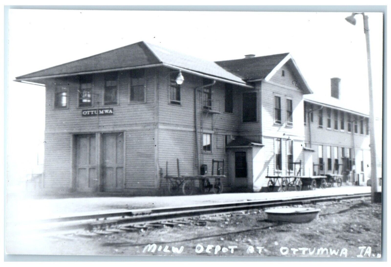 c1960\'s MILW Depot Ottumwa Iowa Railroad Train Depot Station RPPC Photo Postcard