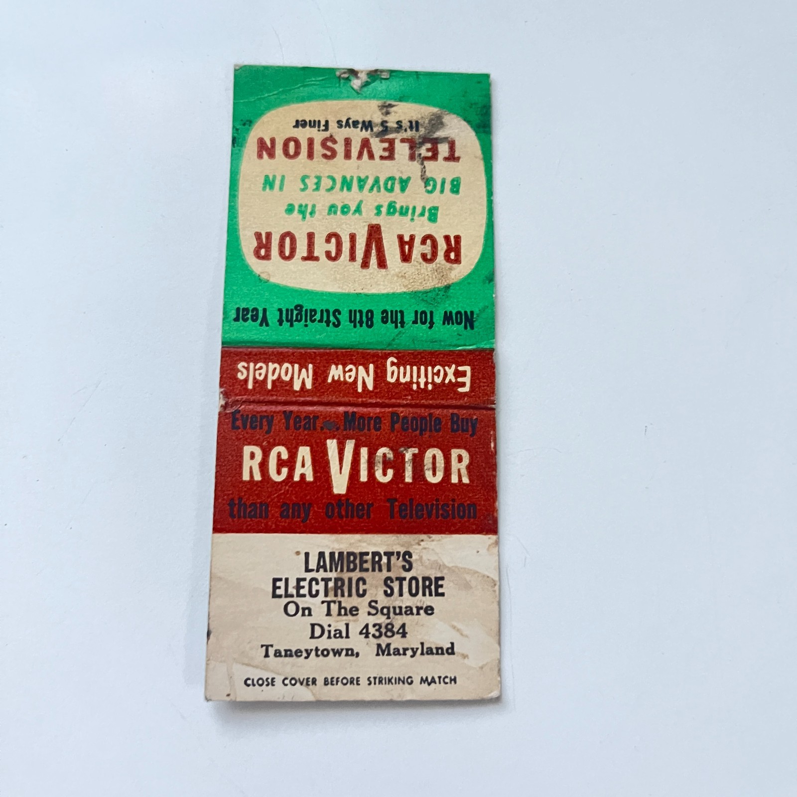 Lambert\'s Electric Store RCA Victor Taneytown MD Vintage Matchbook Cover TMB97-3 Lambert\'s Electric Store RCA Victor Taneytown MD Vintage Matchbook Cover TMB97-3