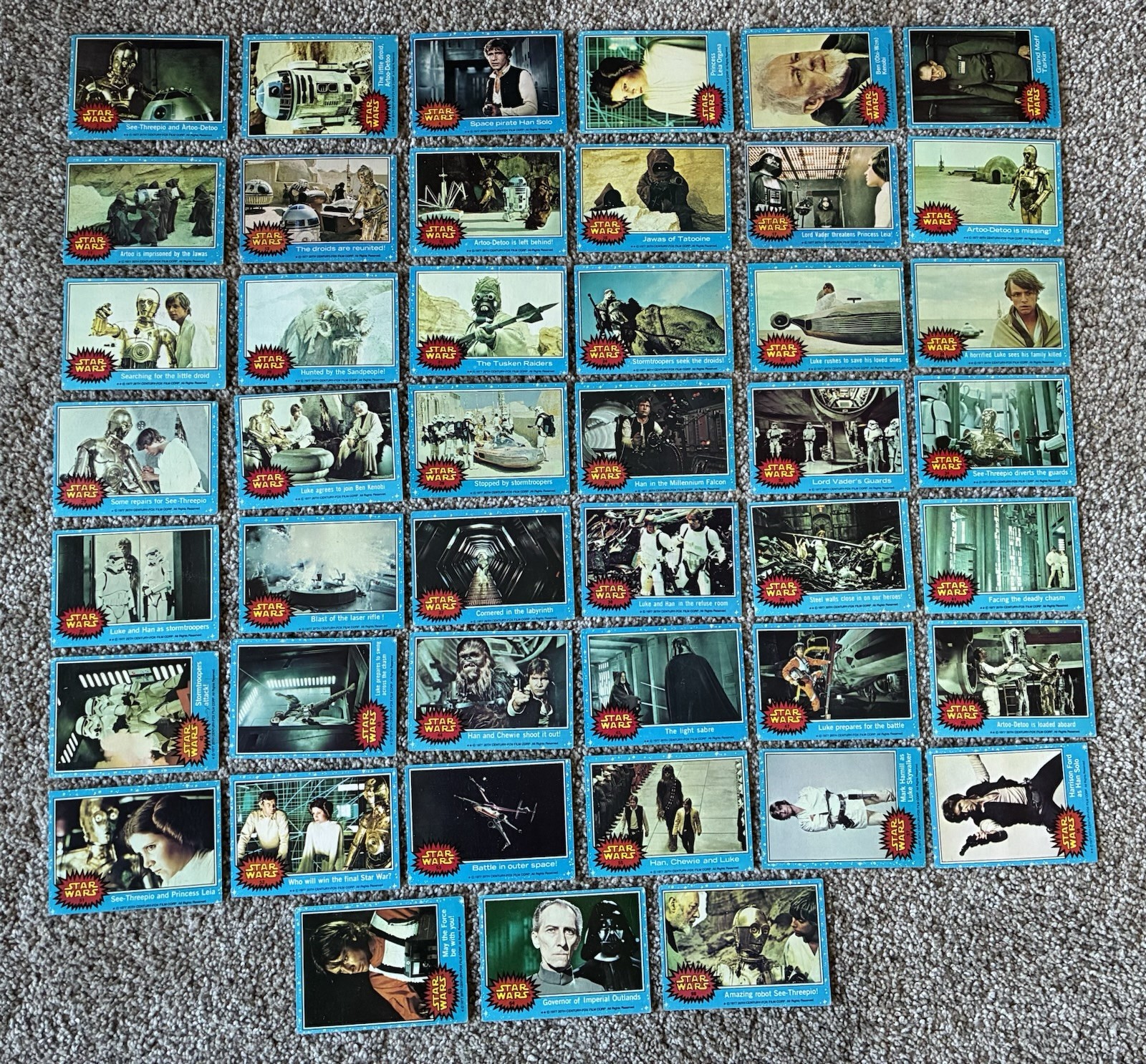 Star Wars Topps 1977 Lot of 45 Cards NO DUPLICATES G-V