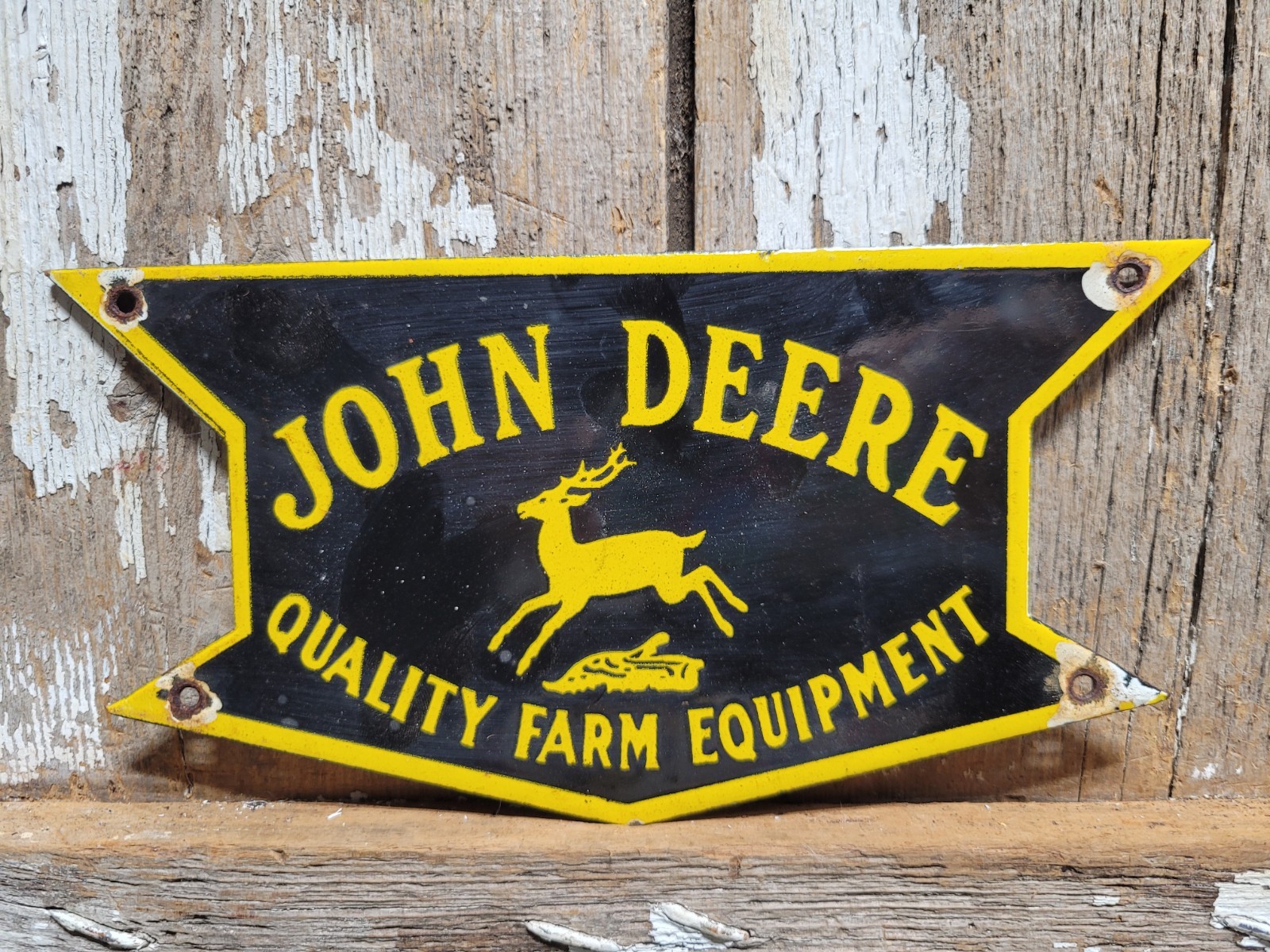 VINTAGE JOHN DEERE PORCELAIN SIGN OLD FARM EQUIPMENT TRACTOR AGRICULTURAL BARN