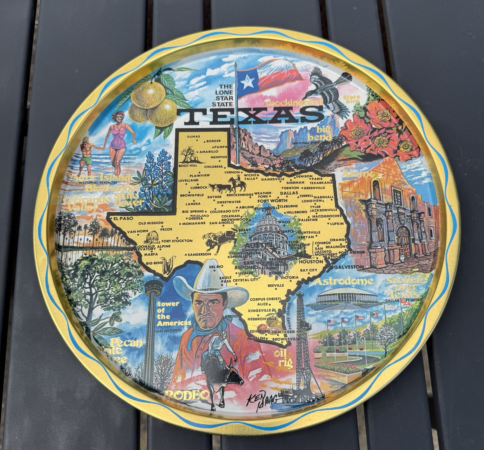 Vintage TEXAS State Souvenir/Serving Tray
