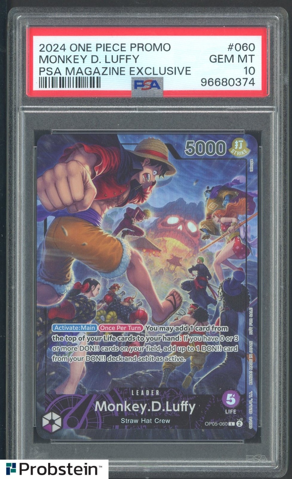 2024 One Piece Promo Monkey D Luffy PSA Magazine Exclusive PSA 10 GEM MINT 2024 One Piece Promo Monkey D Luffy PSA Magazine Exclusive PSA 10 GEM MINT