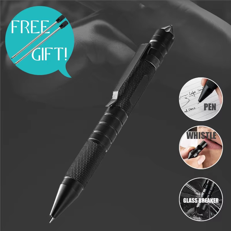 Multi-Function 3-In-1 Tactical Pen Whistle Emergency Self Defense EDC Tool Outdo