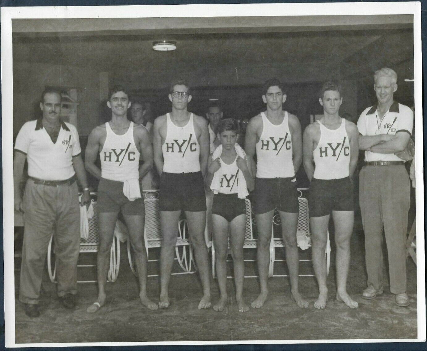 VINTAGE HAVANA YATCH CLUB REGATTA YOUNG CREW & COACHES 1953 ORIGINAL Photo Y 90