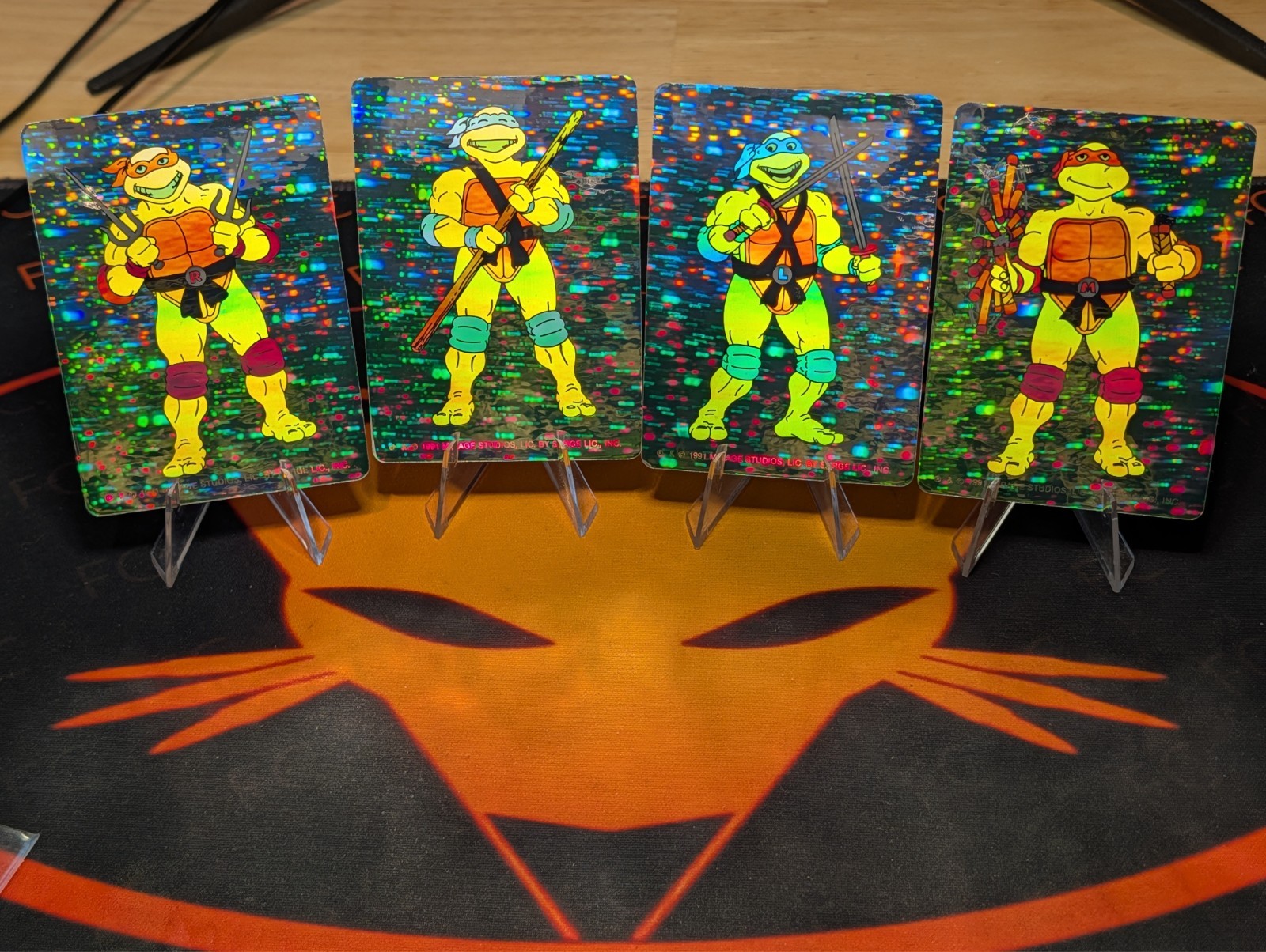 1991 Teenage Mutant Ninja Turtles TMNT Hologram Card Set of 4 Mirage Studios NM
