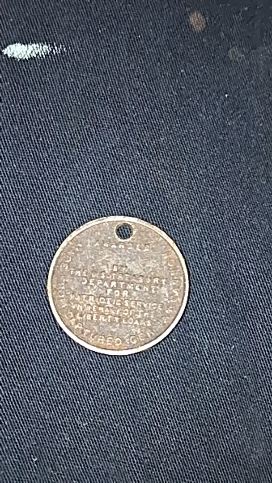 1919 VICTORY LIBERTY LOAN US TREASURY MADE FROM CAPTURED GERMAN CANNON TOKEN WW1