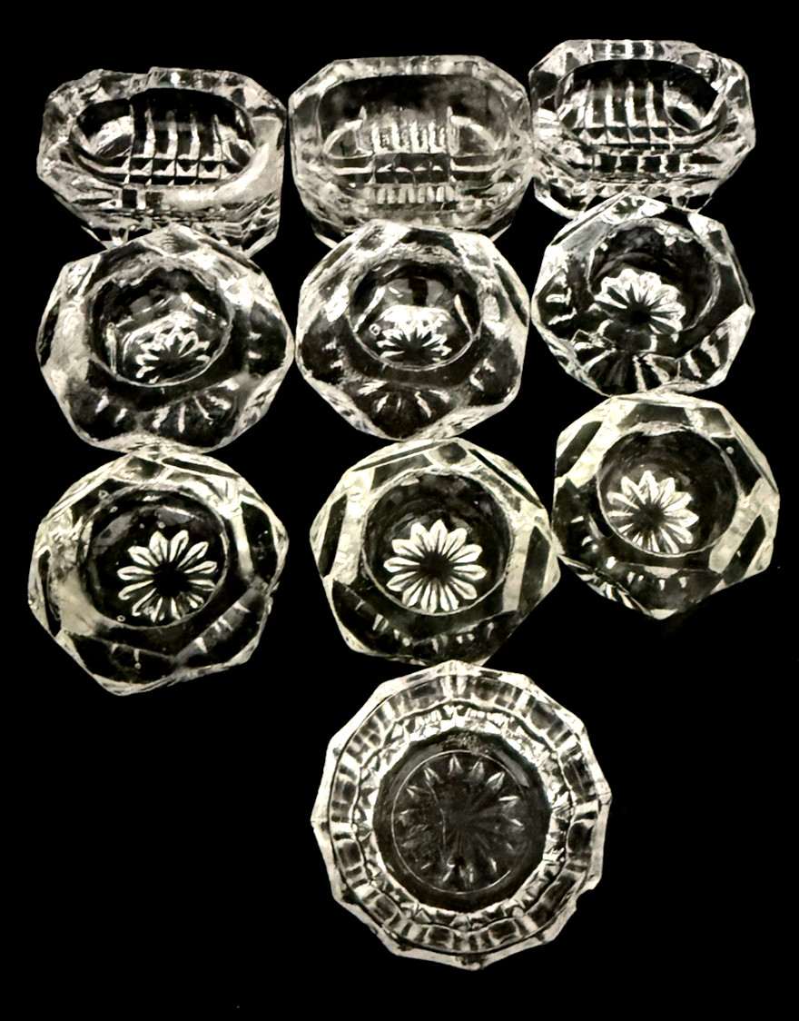 Lot of 10 Antique EAPG Open Salt Cellars/Dips AS IS