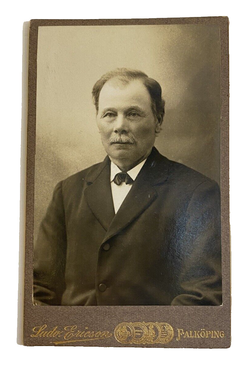 Antique Cabinet Card of Swedish Man with mustache from Falkoping, Sweden Anders