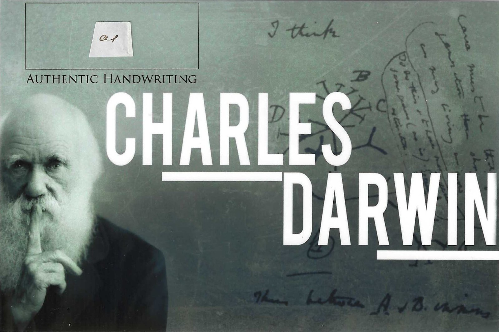 CHARLES DARWIN CUT WORD - at -- THEORY OF EVOLUTION BY NATURAL SELECTIOIN - JSA