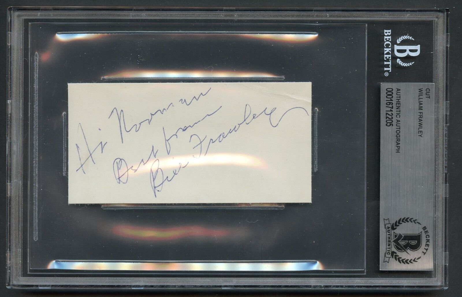 William Bill Frawley d1966 signed autograph 2x4 cut Fred on I Love Lucy BAS Slab