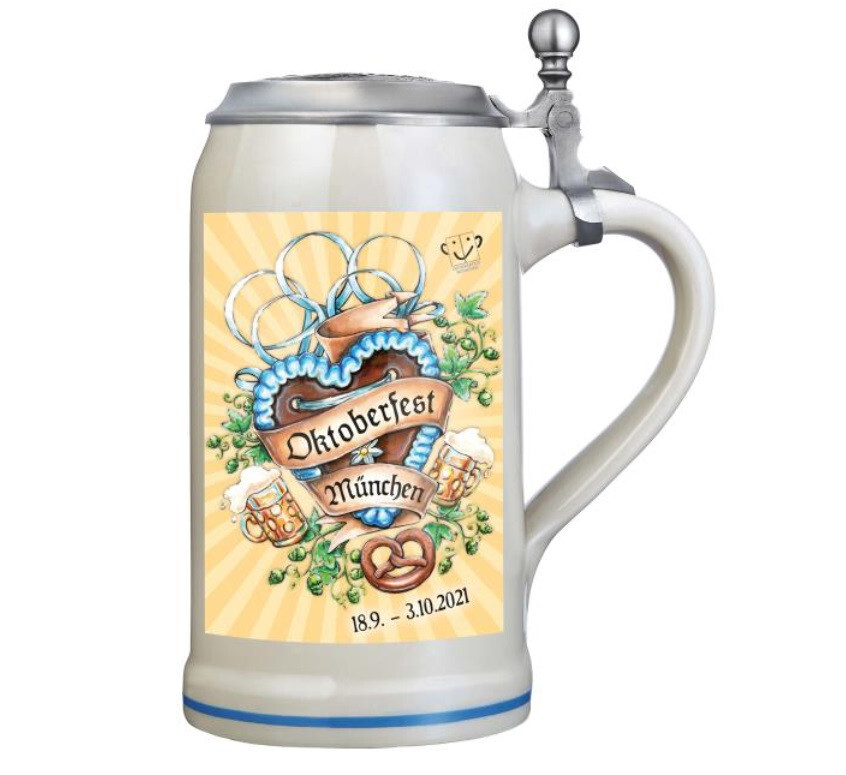 Official Oktoberfest jug 2021 with tin lid collector jug Oktoberfest jug annual jug