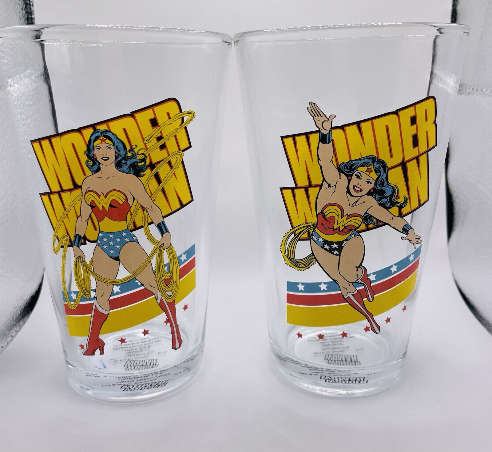 Vandor WONDER WOMAN Set Of Pint Glasses NEW DC Comics