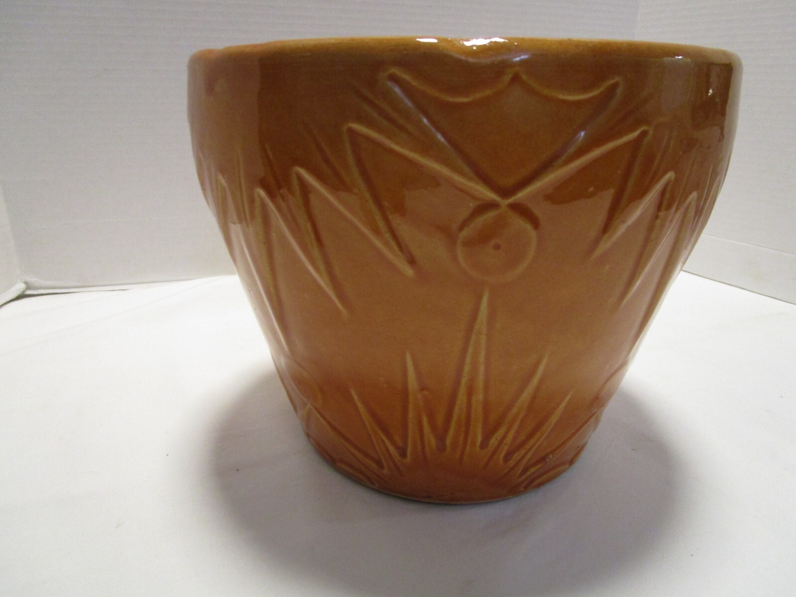 Vintage RRP Co. Roseville Ohio Pottery Orange Jardinière Sun-Moon 9.5\ Vintage RRP Co. Roseville Ohio Pottery Orange Jardinière Sun-Moon 9.5\