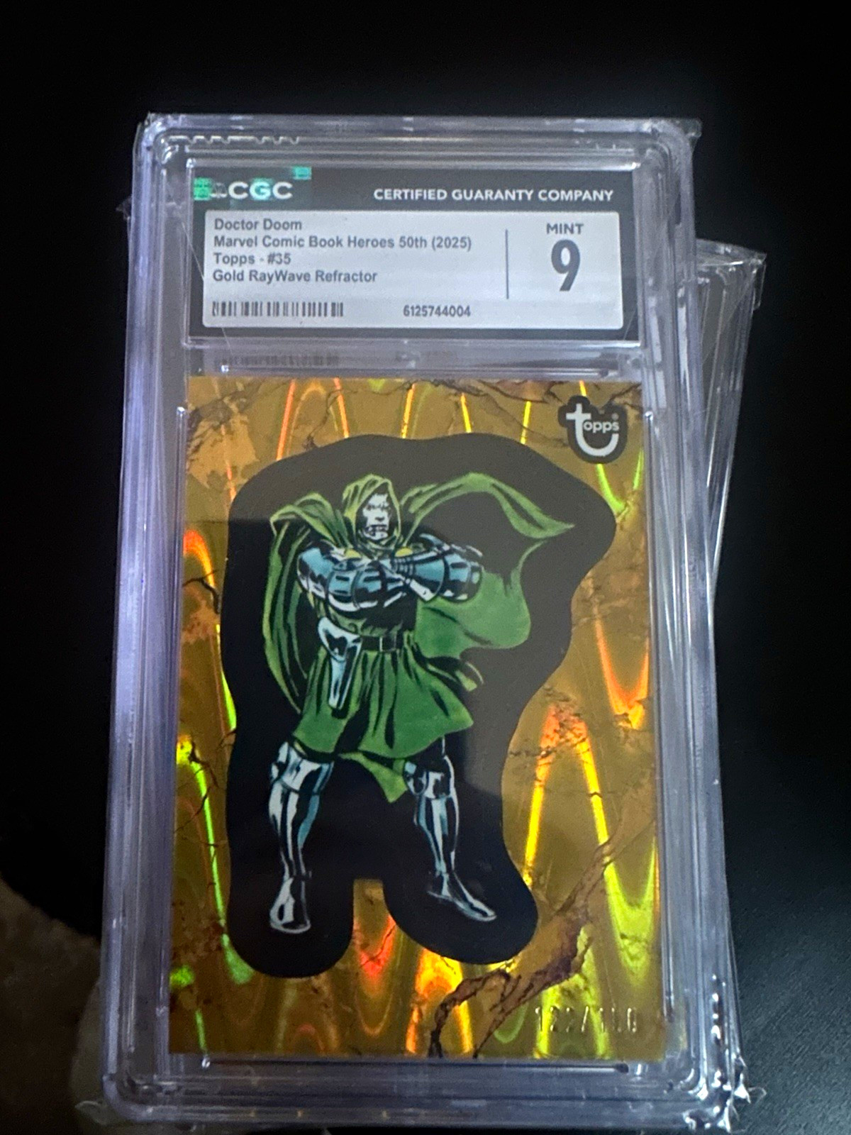 Topps 2025 Marvel Comic Book Heroes 50th Doctor Doom #35 Gold RayWave CGC 9