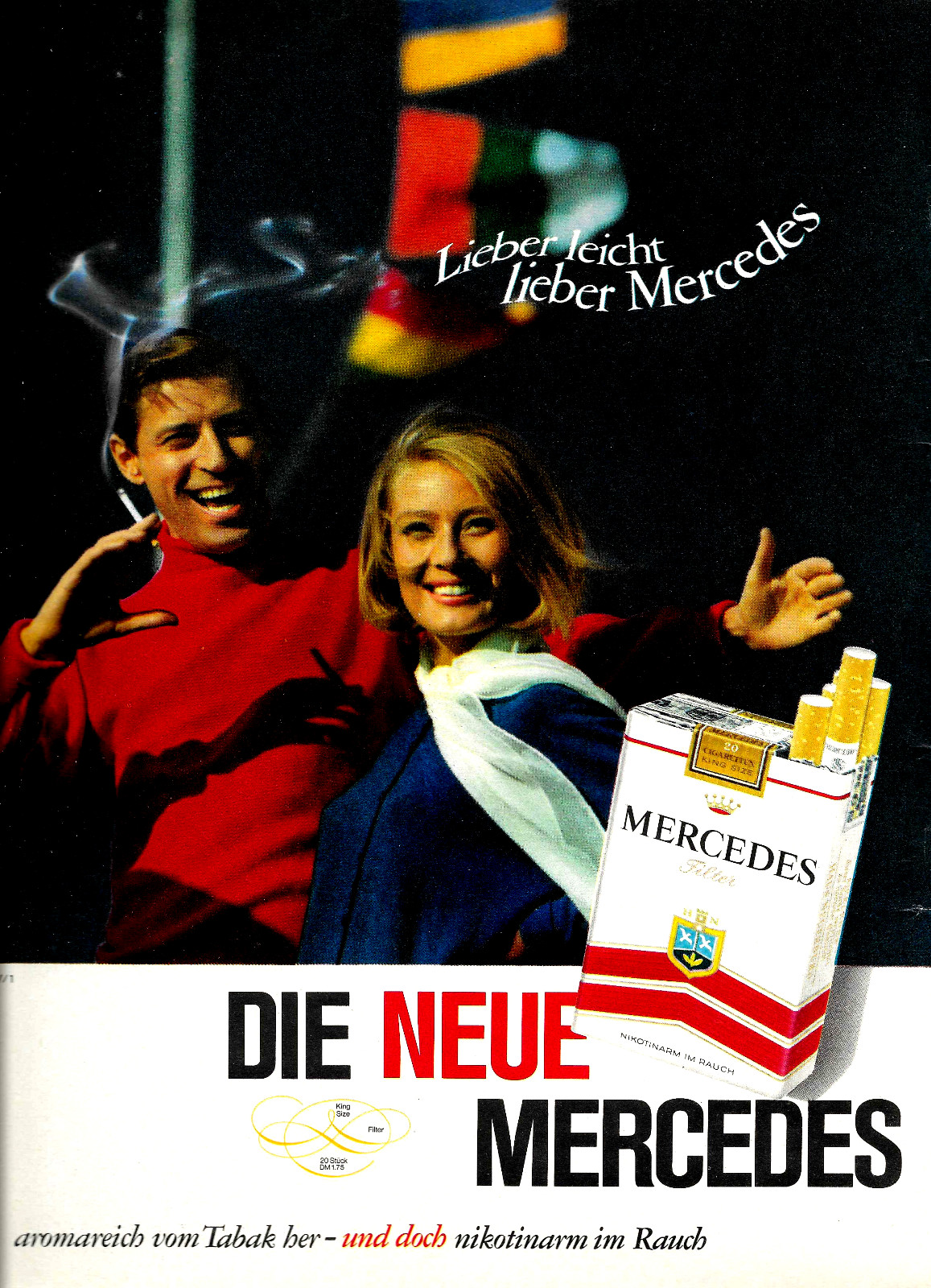Full Page Ad/Advertising/Advertising 1966: MERCEDES CIGARETTES - Approx 205 x 285mm