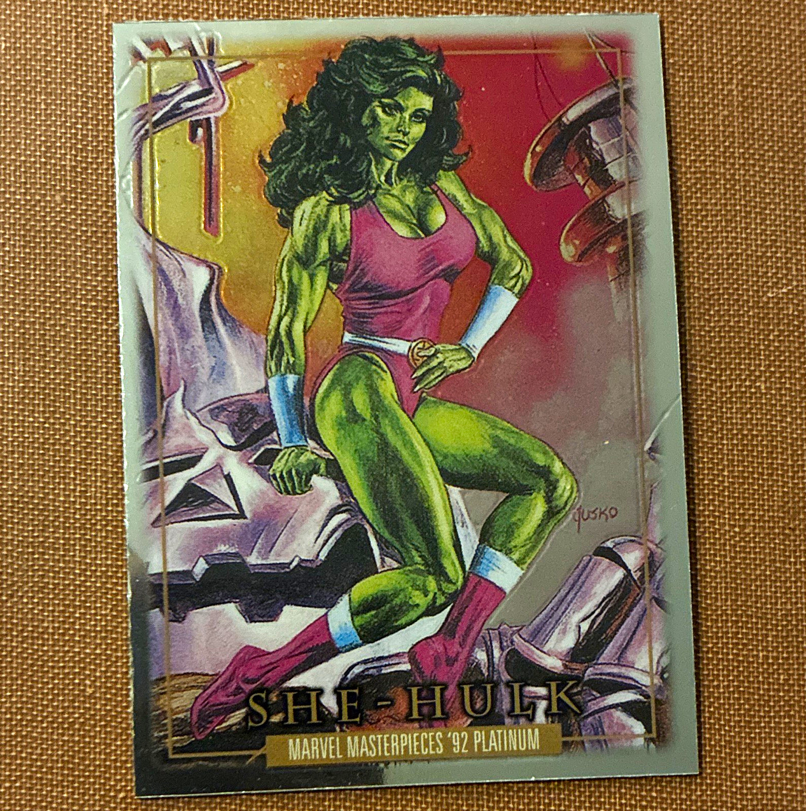 Marvel 1992 Marvel Masterpieces '92 Platinum #82 She-Hulk Joe Jusko Card