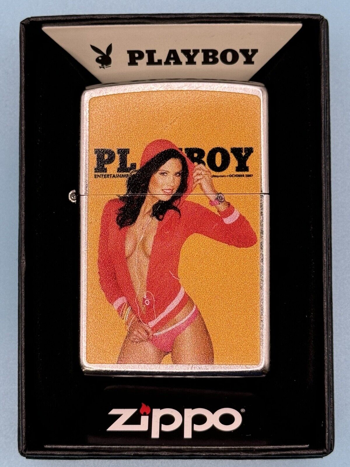 Vintage October 2007 Playboy Magazine Cover Zippo Lighter NEW In Box Rare Pinup