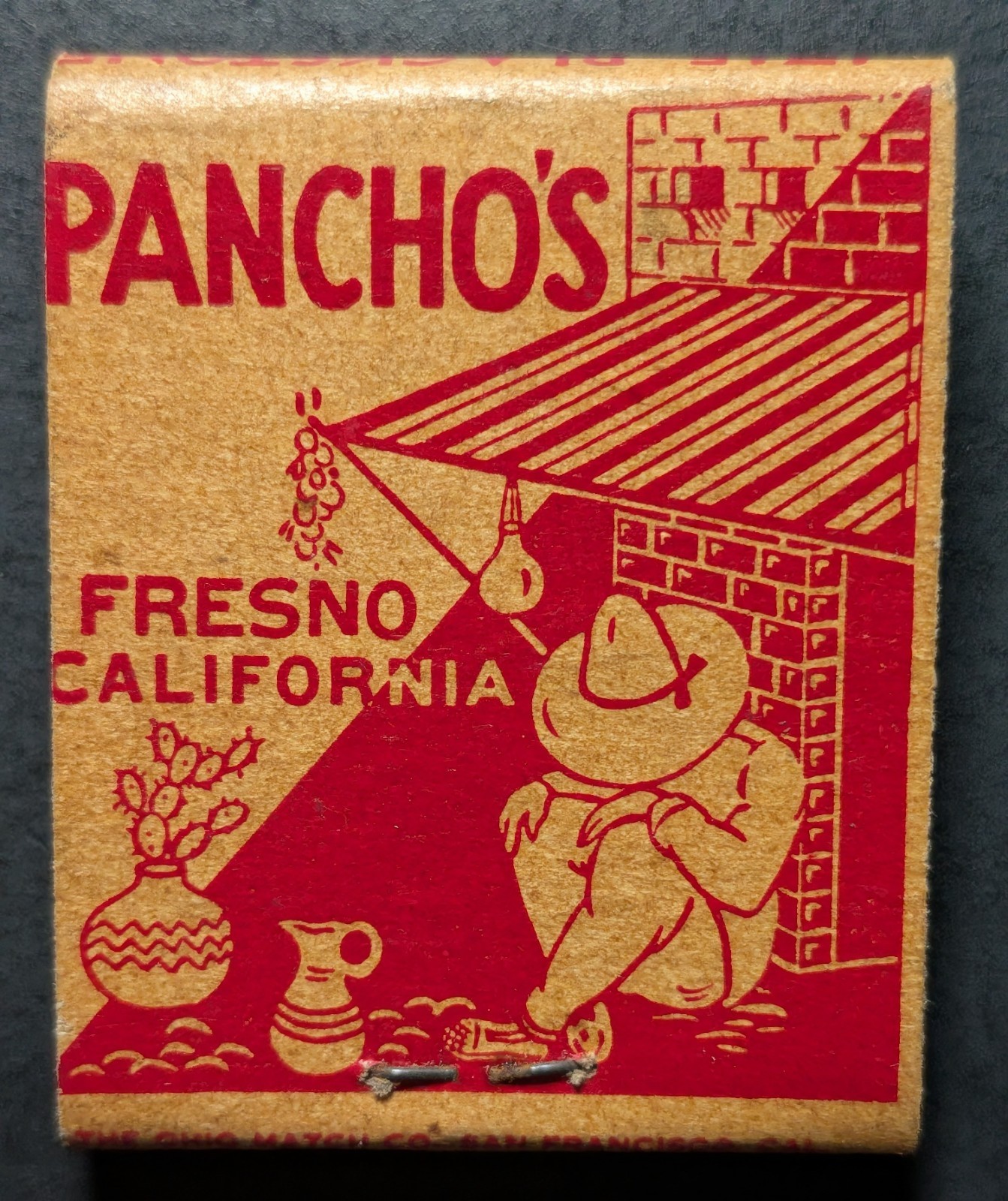 Vintage Pancho\'s Mexican Restaurant Fresno CA Full Matchbook