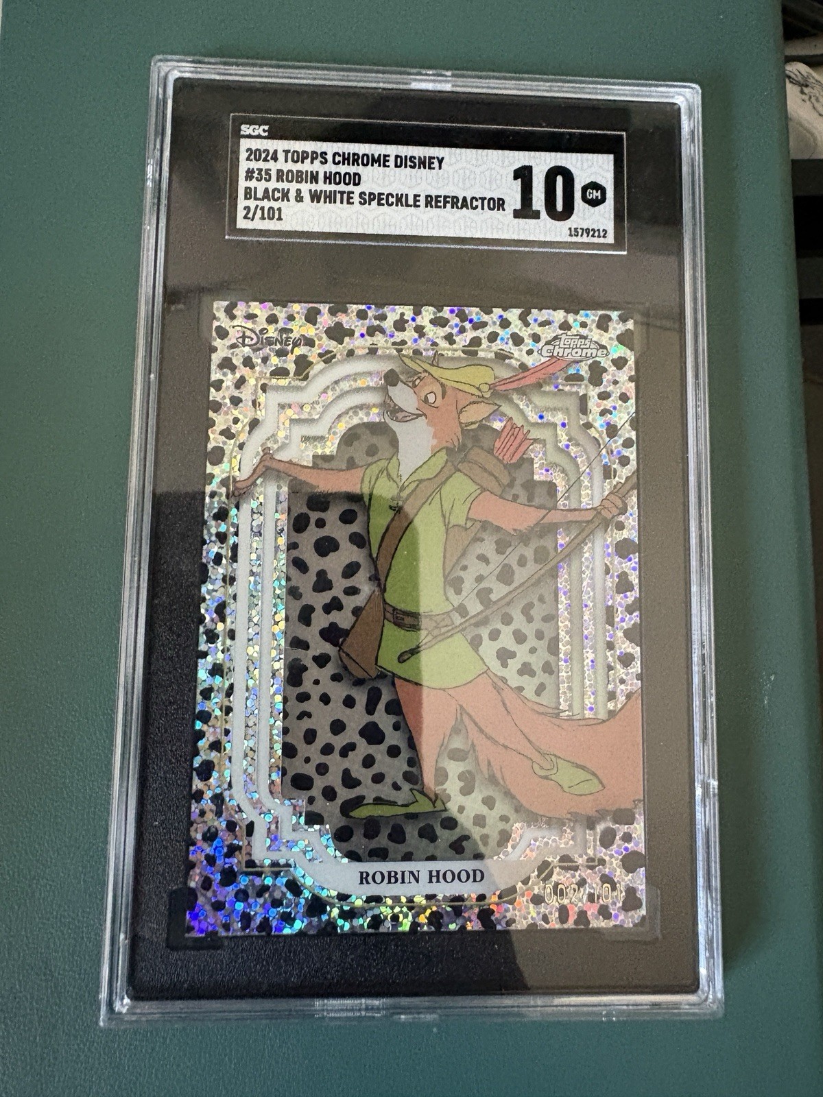 2024 Topps Disney Chrome Robin Hood - Black And White Speckle /101 SGC 10