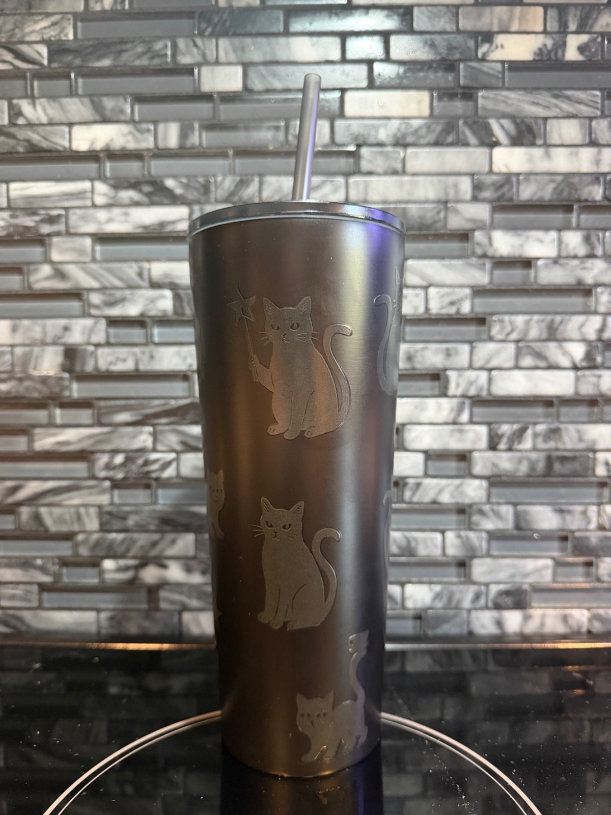 Starbucks 2026 Black Cat Stainless Steel Cold Cup 23oz GLOWS IN THE DARK