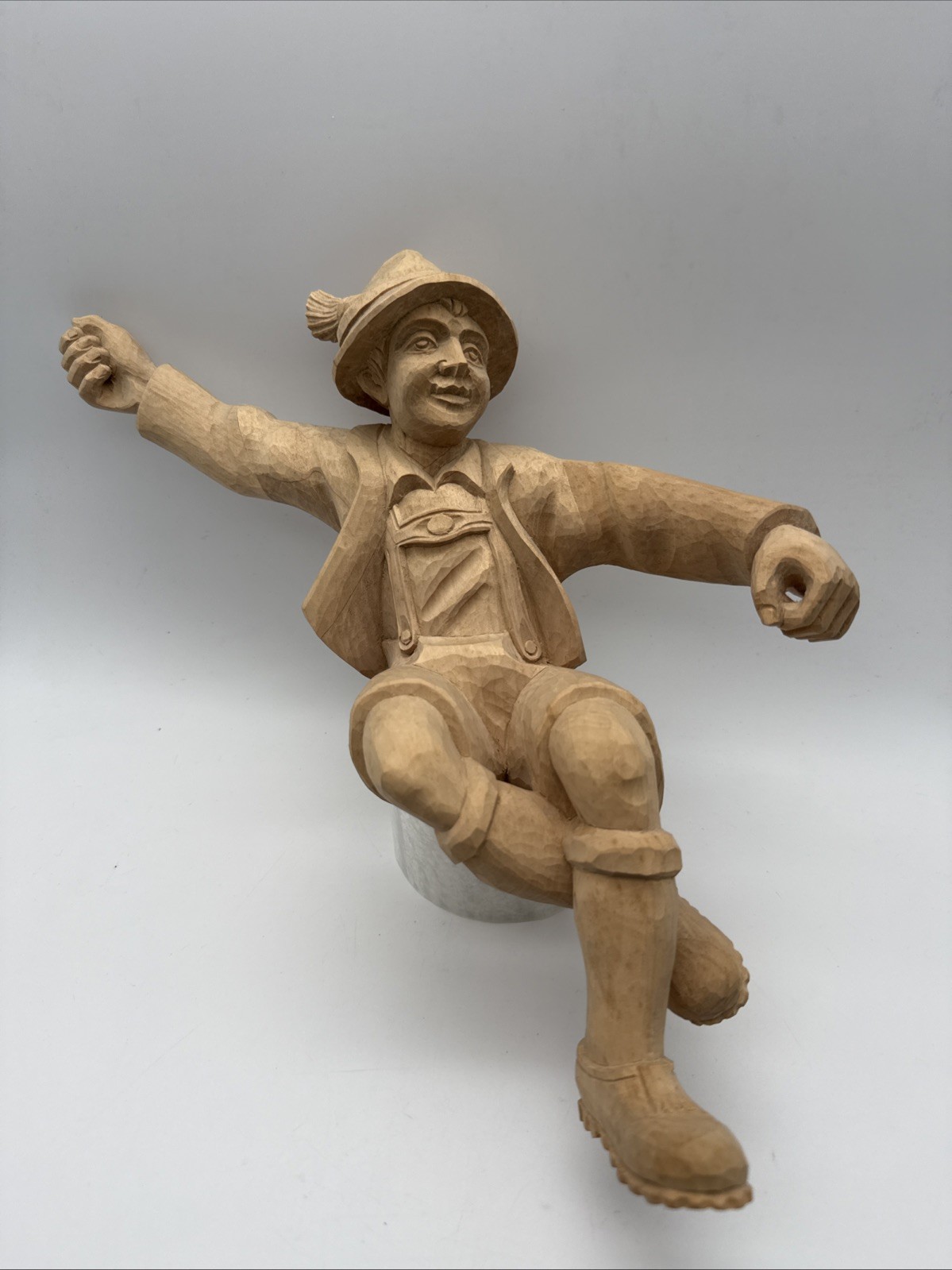 VTG Mountain Climber Mountaineer Wood Carved German - Initials