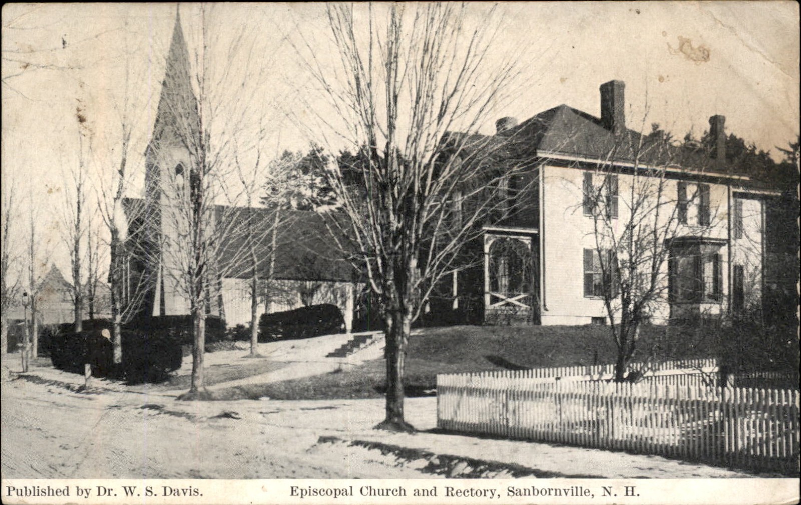 Sanbornville New Hampshire NH Church & Rectory c1910 Vintage Postcard
