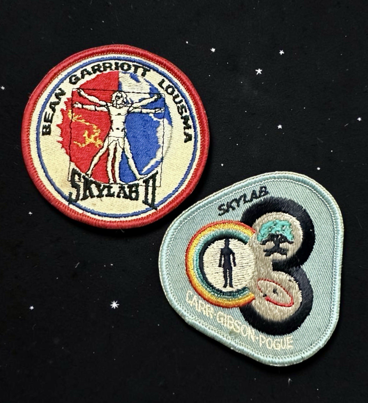Vintage 1973 NASA Skylab II & 3 Mission Patches Lot of 2 Original Cloth Back