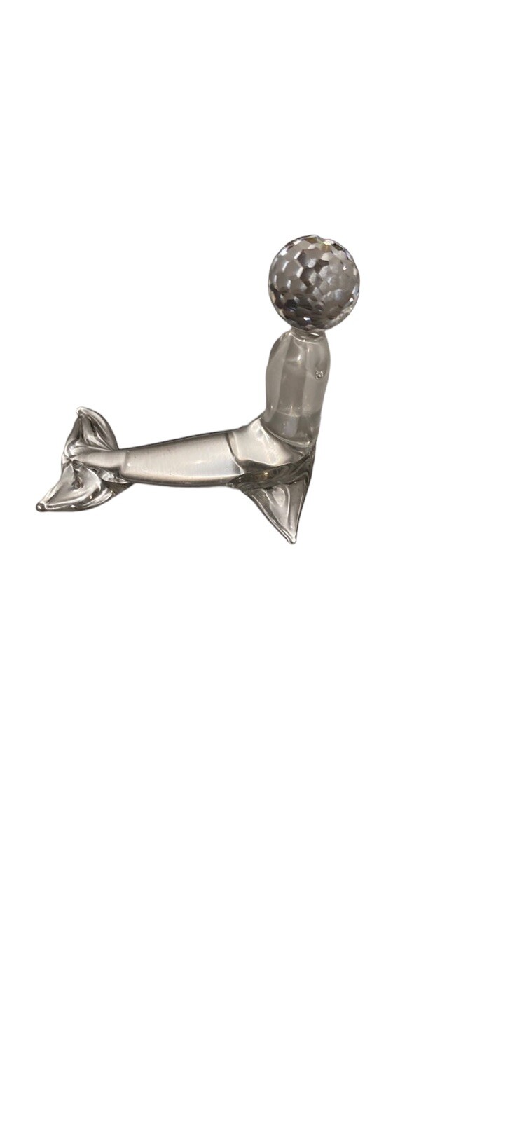 Vintage Crystal Small Seal Figurine, w/ Vitrail Round Ball