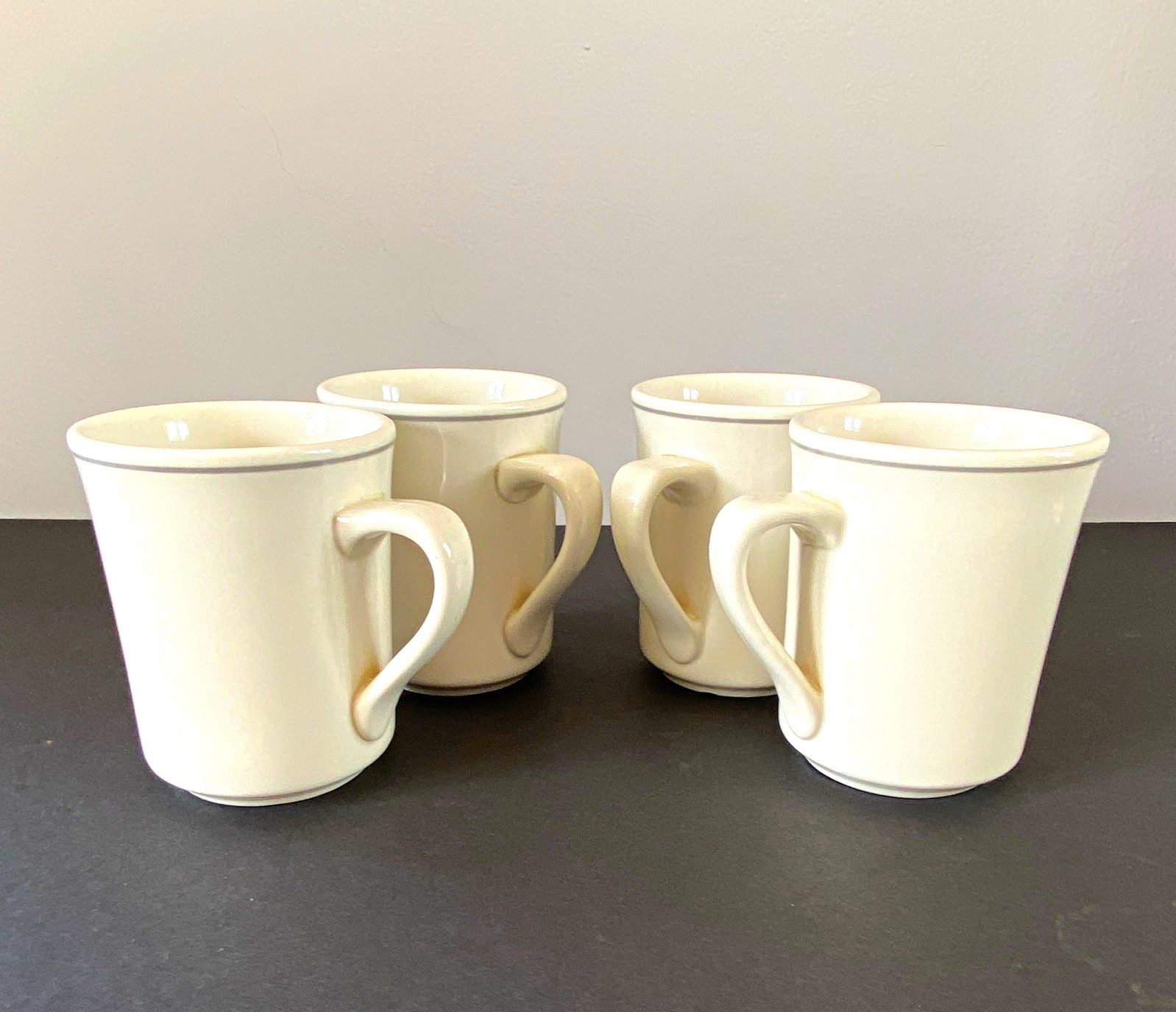 Vintage Syracuse China Restaurant Ware Diner Mugs Open Scroll Handle Set of 4