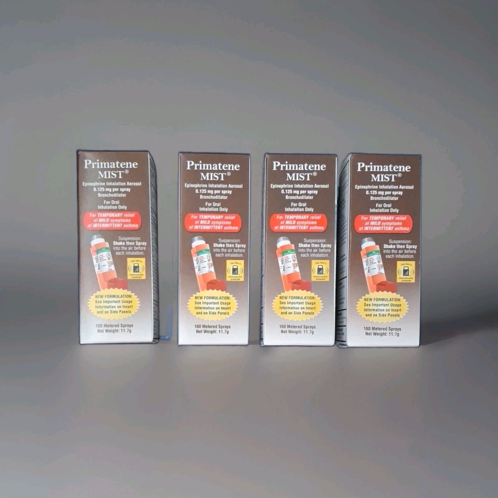 (4)~Primatene Mist Epinephrine Inhalation Aerosol 160 Sprays 11.7g  EXP 09/2027.