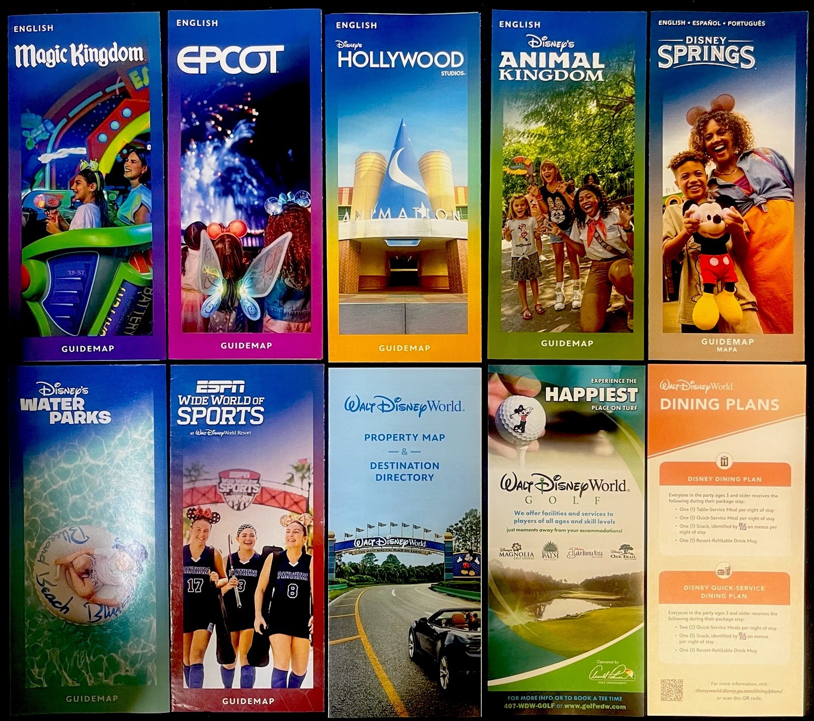 NEW 2026 Walt Disney World Theme Park Guide Maps 10 Maps + Dining , Golf