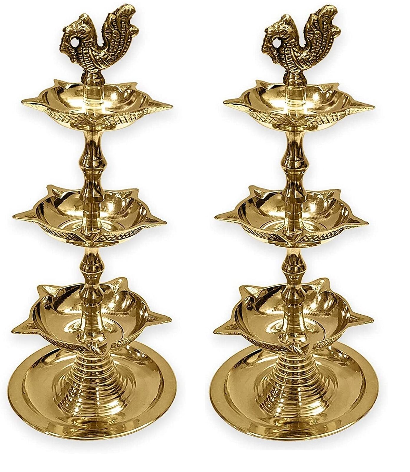 Satvik 2Pc Set Diwali Deepawali Decoration Handmade Indian Heavy Brass 3 Step...