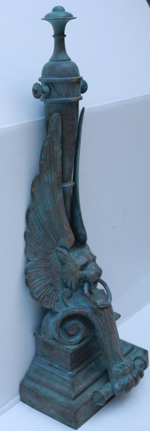 Antique BronzeBrass Gothic Gargoyle Pull Chain Wall Bell Bracket System**RARE**
