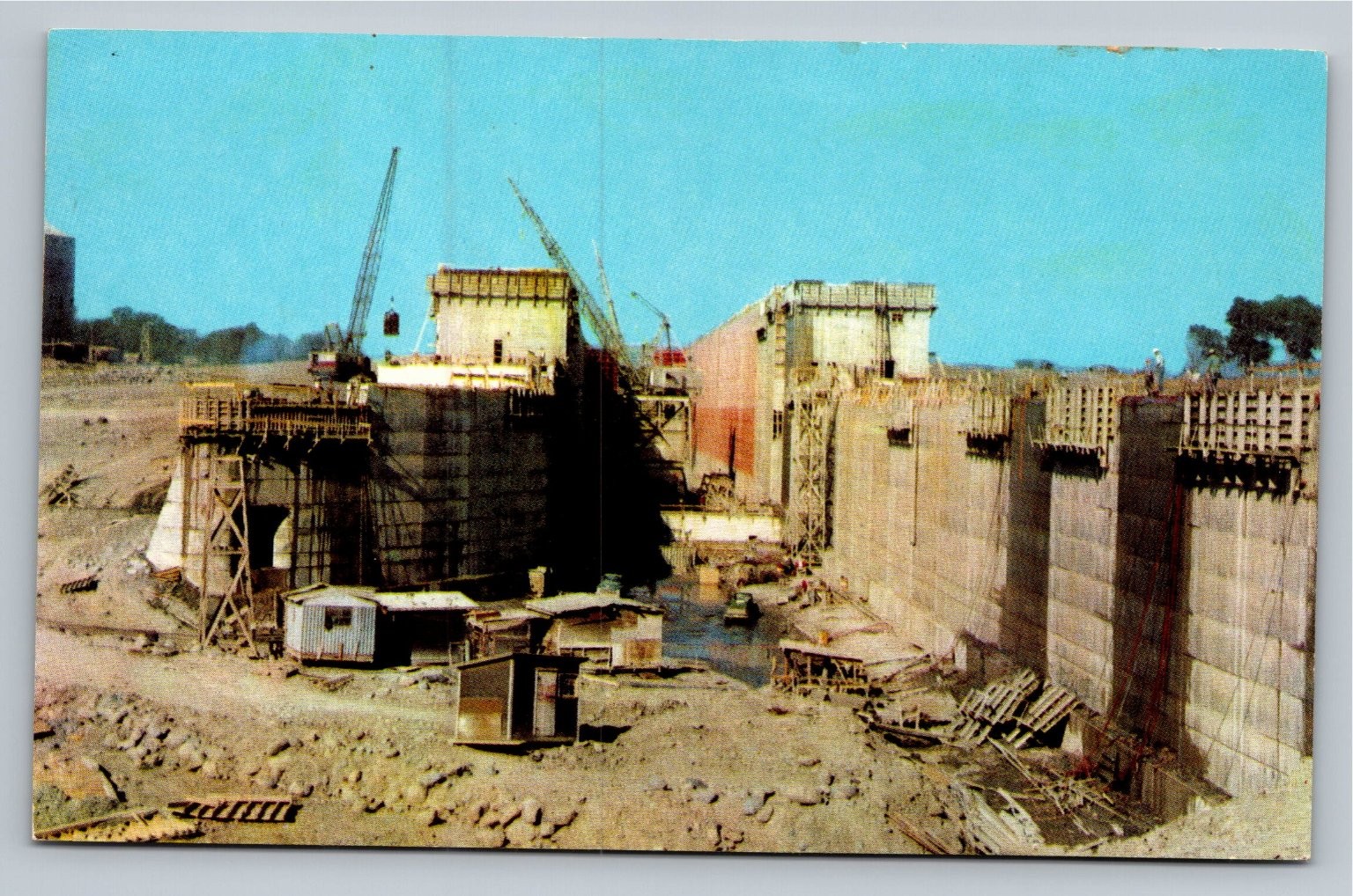 1958 St. Lawrence Seaway Grasse River Lock Construction Postcard Walworth NY