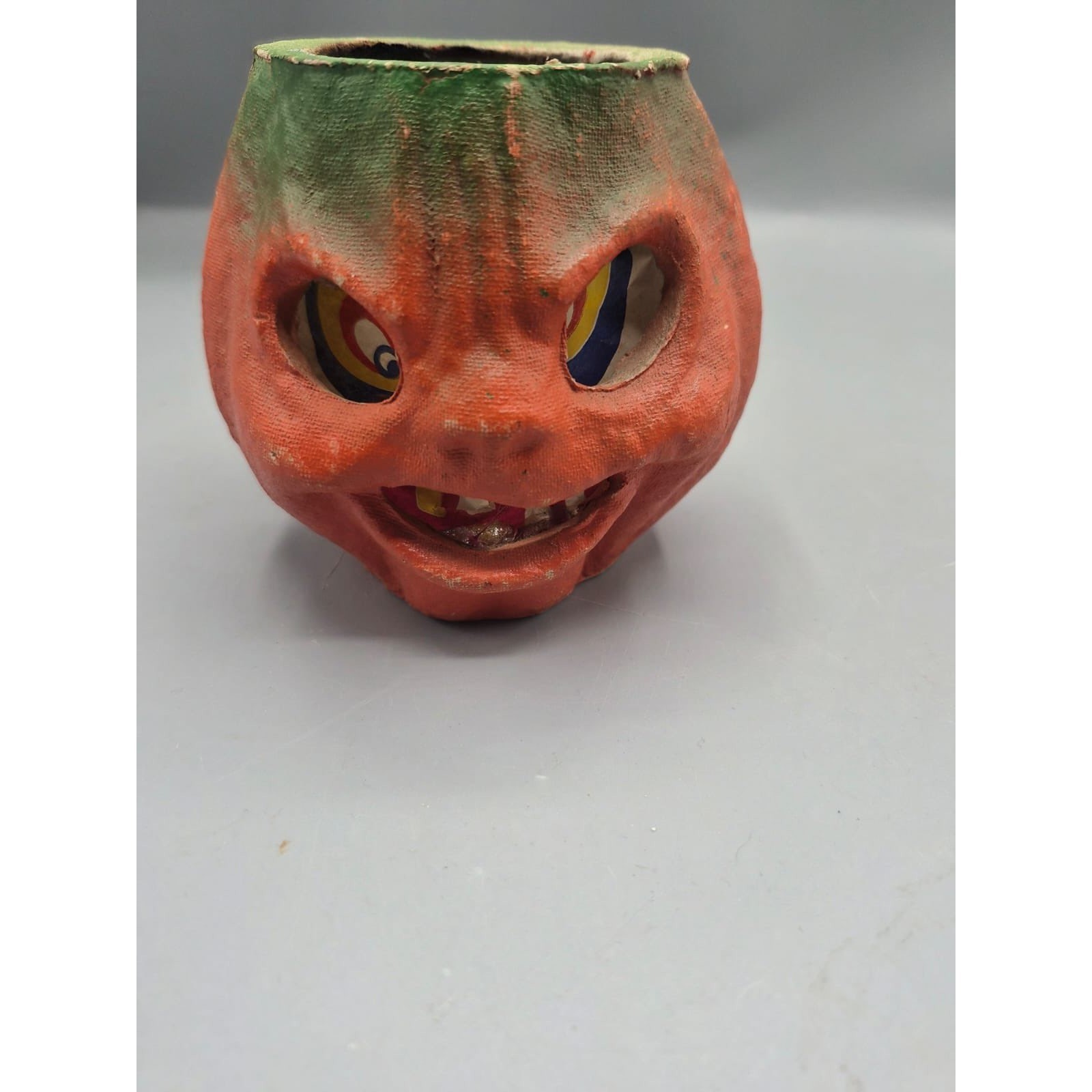 Vtg Antique 1940s Halloween Papier Mache Choir Boy Jack O Lantern Pumpkin JOL