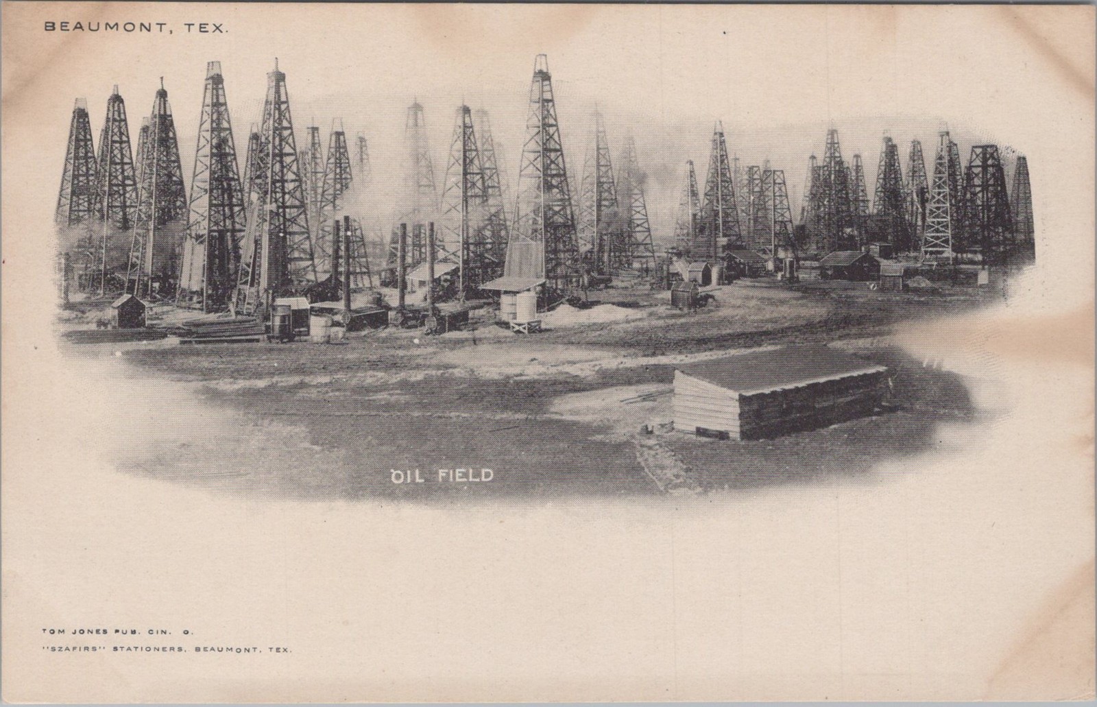 Spindletop Oil Field Wooden Derricks Beaumont Texas TX Jones Szafirs Postcard