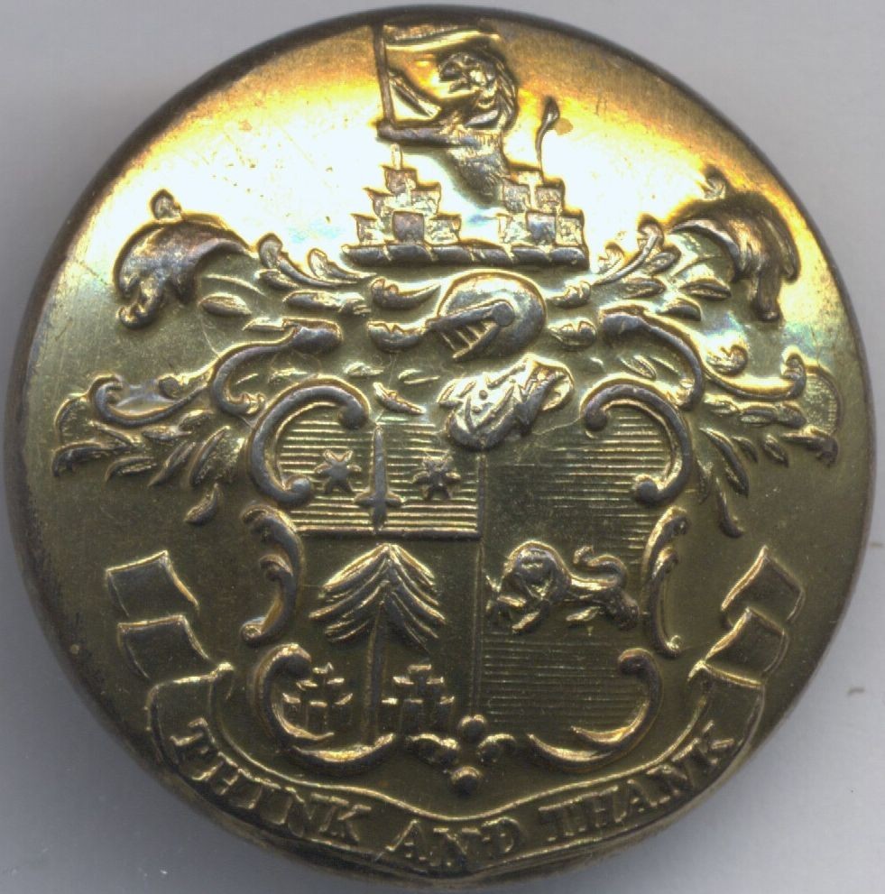 Antique 19 Century England Five Brass Buttons Servant of Moses Montefiore Jewish