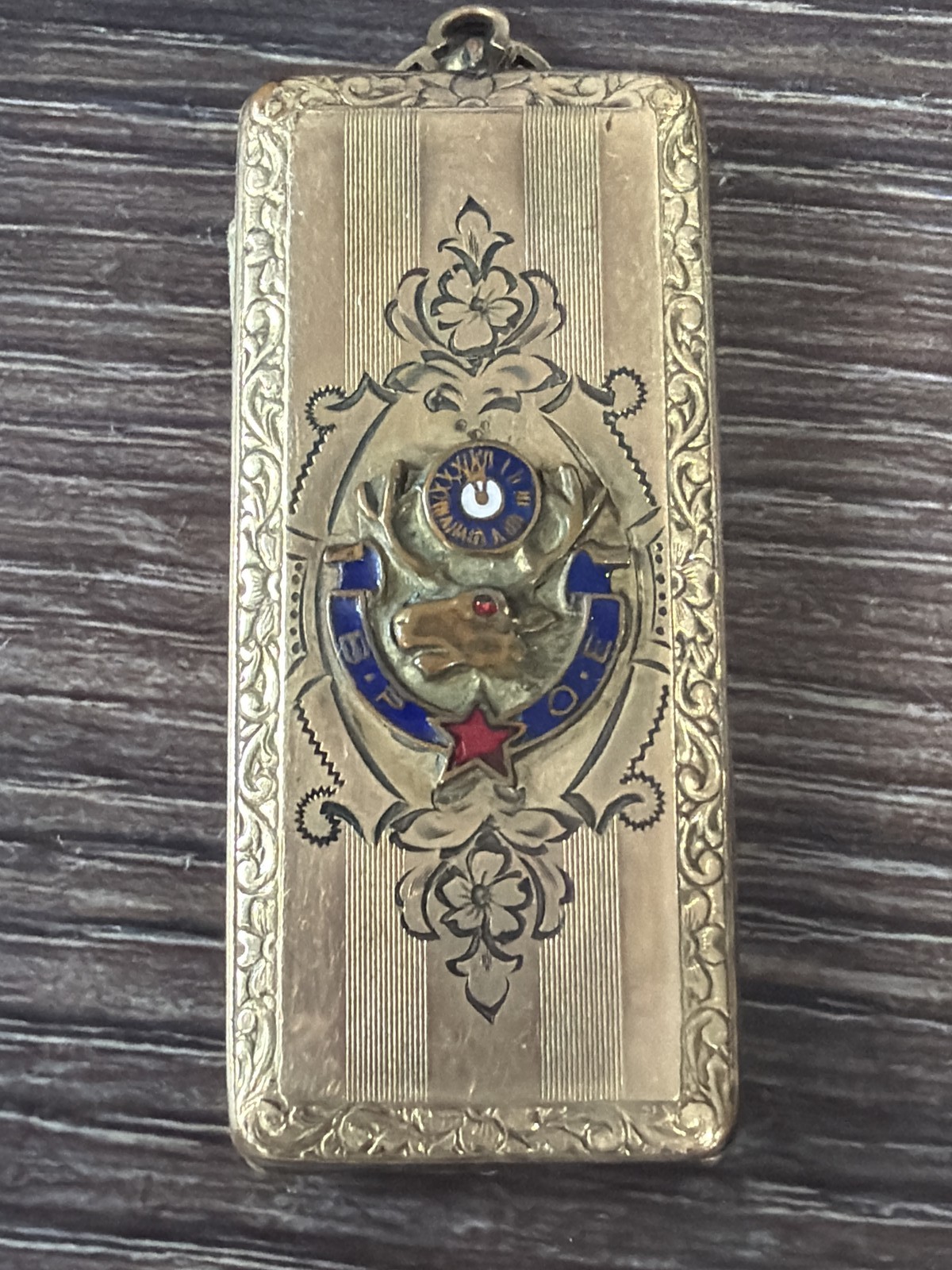 Antique BPOE Elks Lodge Hello Bill Gold Filled Membership Card Case Locket Fob Antique BPOE Elks Lodge Hello Bill Gold Filled Membership Card Case Locket Fob